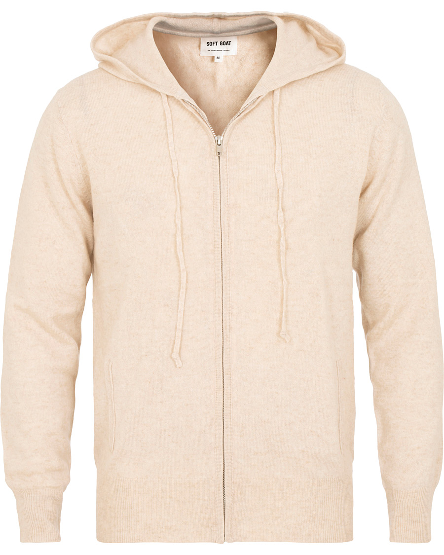 Soft Goat Cashmere Full-zip Hoodie Beige hos CareOfCarl.no