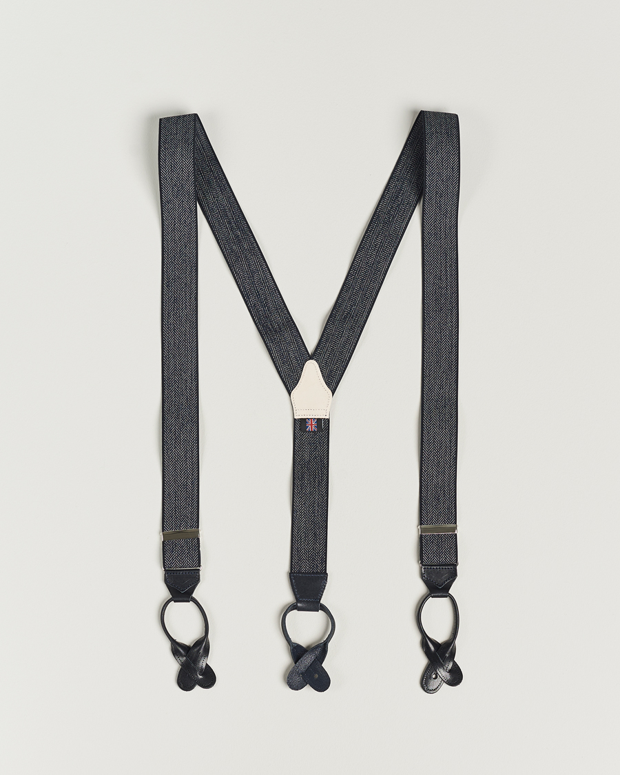 Herre | Albert Thurston Elastic Herringbone Braces 35mm Blue | Albert Thurston | Elastic Herringbone Braces 35mm Blue
