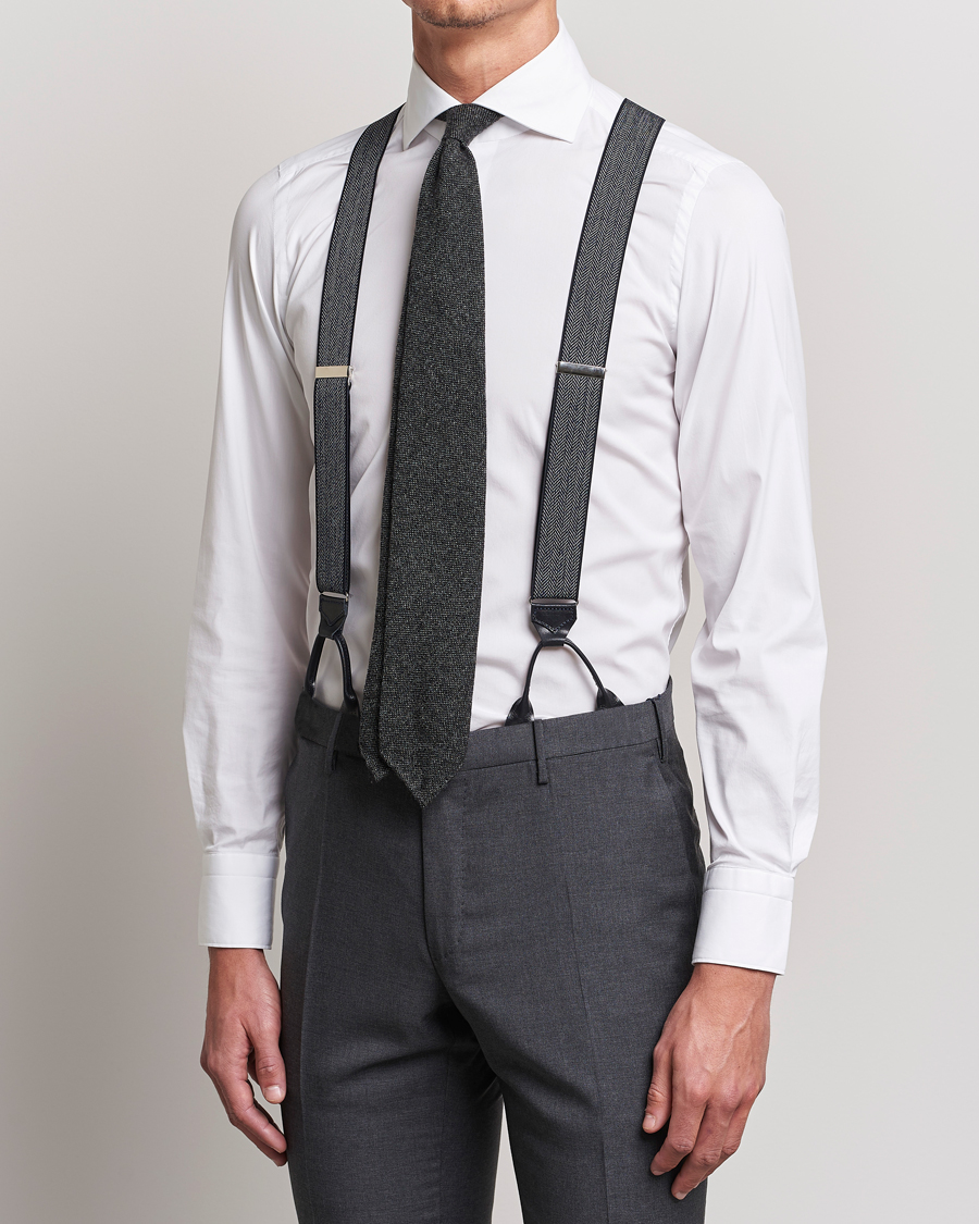 Herre | Albert Thurston Elastic Herringbone Braces 35mm Blue | Albert Thurston | Elastic Herringbone Braces 35mm Blue