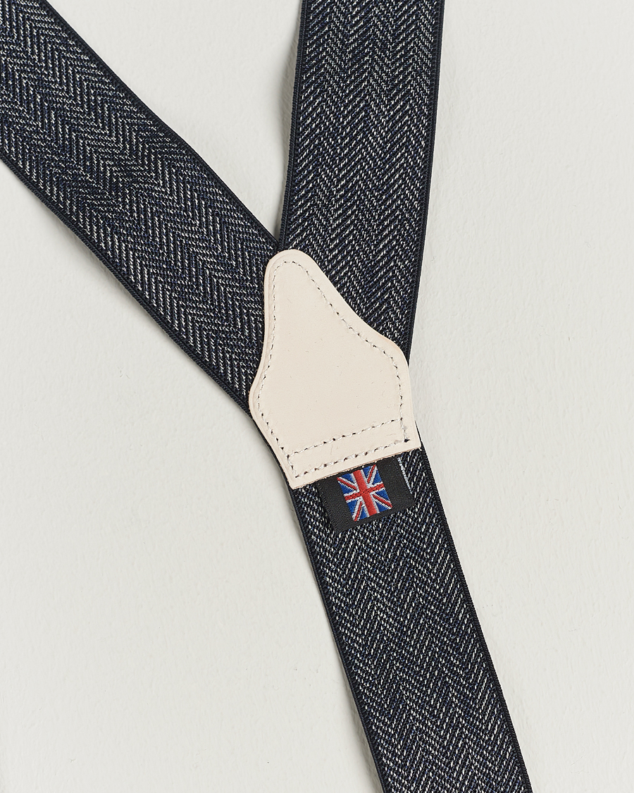 Herre | Albert Thurston Elastic Herringbone Braces 35mm Blue | Albert Thurston | Elastic Herringbone Braces 35mm Blue