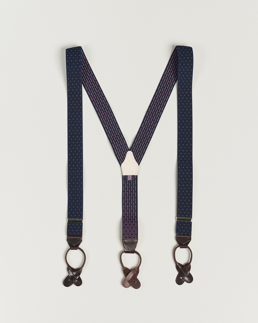 Herre | Albert Thurston Elastic Dot Braces 35mm Blue | Albert Thurston | Elastic Dot Braces 35mm Blue