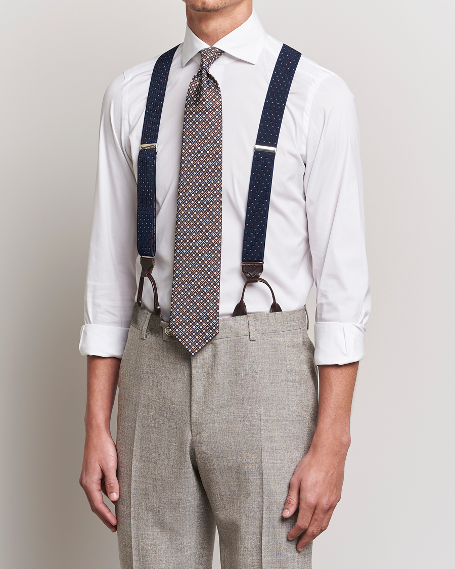 Herre | Albert Thurston Elastic Dot Braces 35mm Blue | Albert Thurston | Elastic Dot Braces 35mm Blue