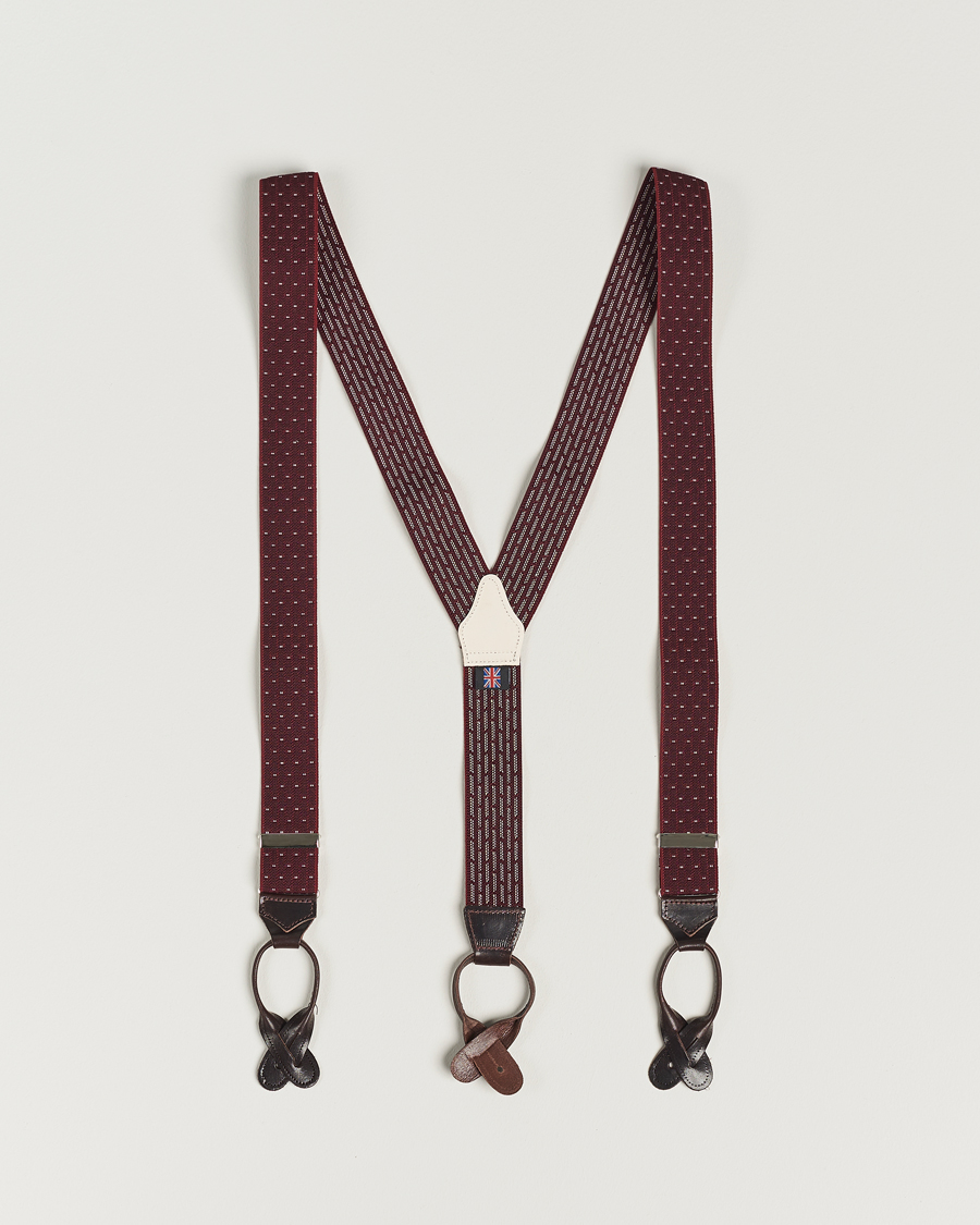 Herre | Albert Thurston Elastic Dot Braces 35mm Wine | Albert Thurston | Elastic Dot Braces 35mm Wine