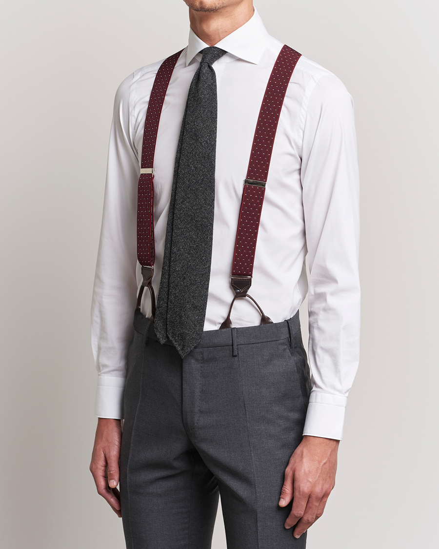 Herre | Bukseseler | Albert Thurston | Elastic Dot Braces 35mm Wine