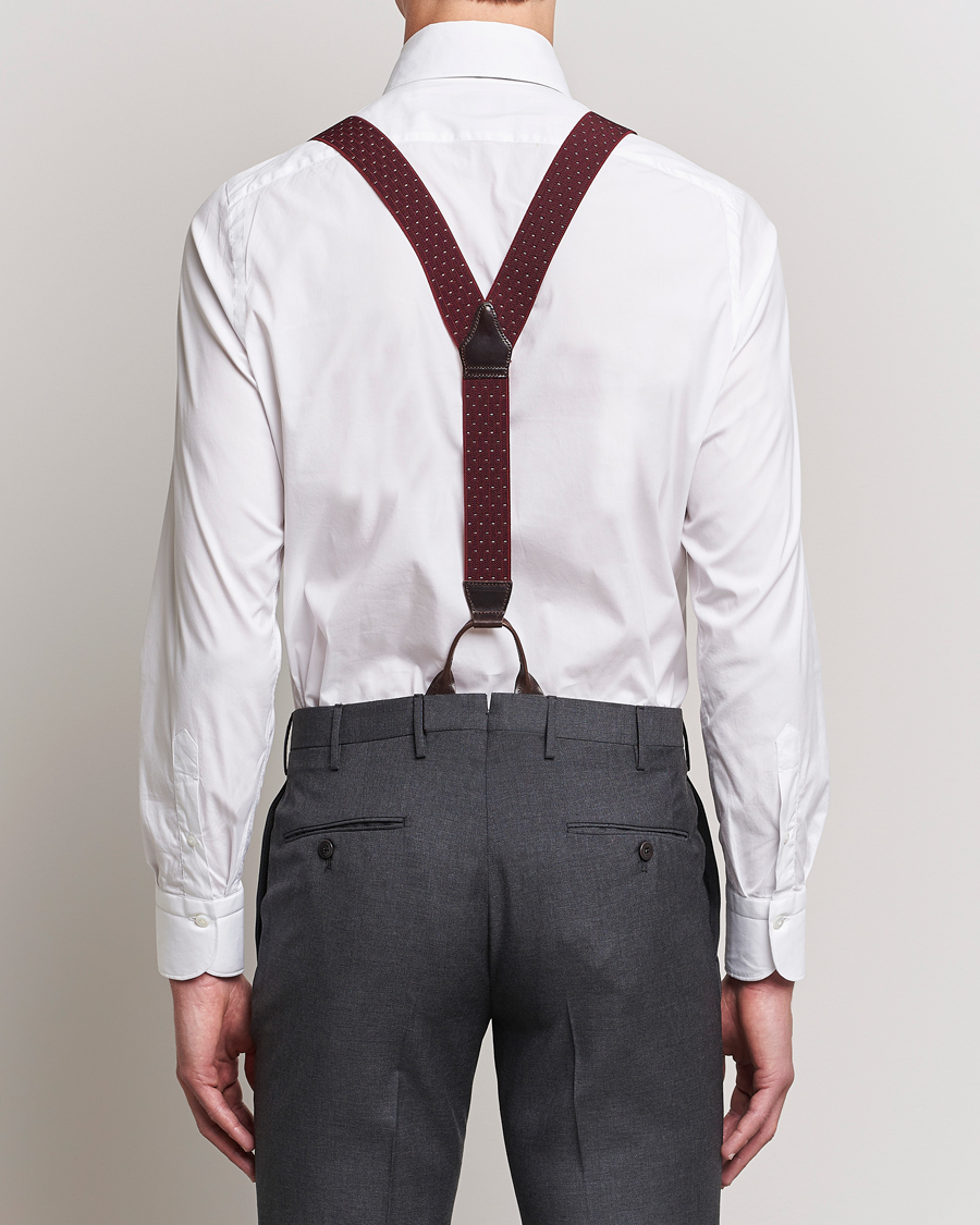 Herre | Bukseseler | Albert Thurston | Elastic Dot Braces 35mm Wine