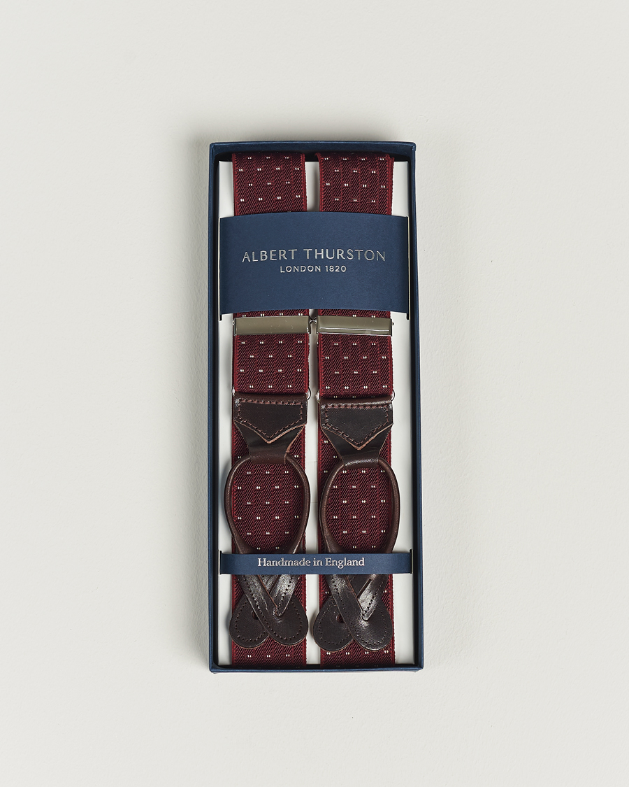 Herre | Albert Thurston Elastic Dot Braces 35mm Wine | Albert Thurston | Elastic Dot Braces 35mm Wine