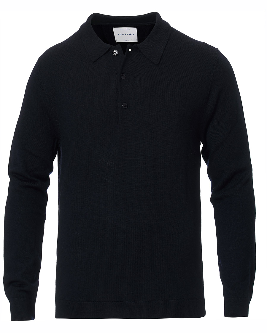 Herre | Gensere | A Day's March | Merino Polo Navy