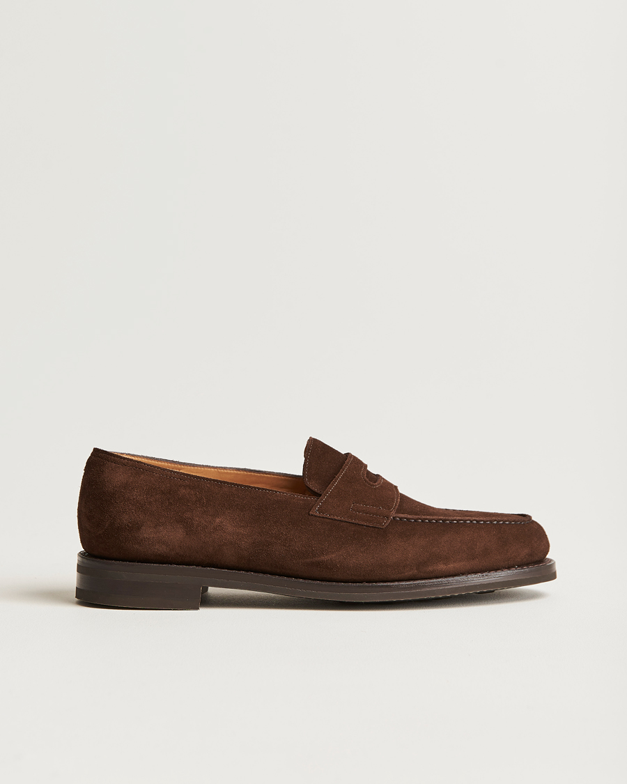 Herre | John Lobb Lopez Penny Loafer Dark Brown Suede | John Lobb | Lopez Penny Loafer Dark Brown Suede
