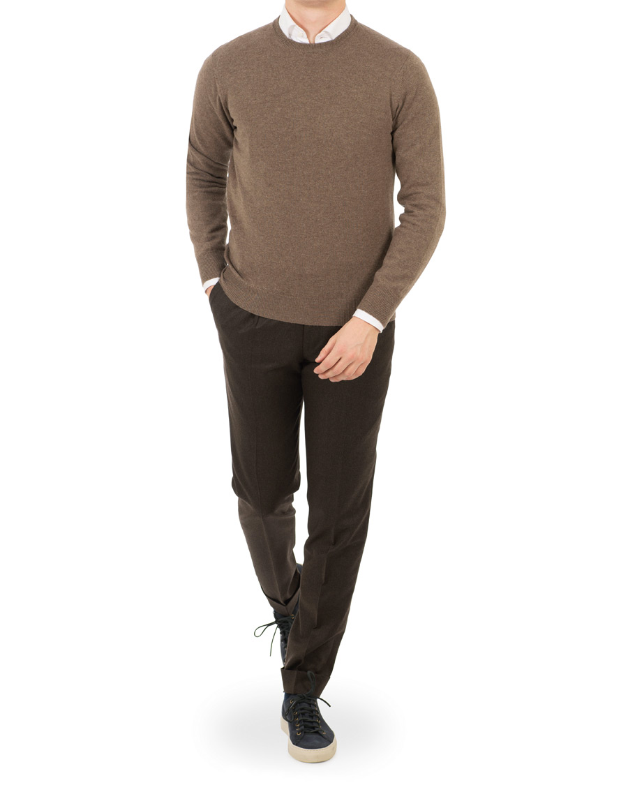 Herre | Gensere | Piacenza Cashmere | Cashmere Crew Neck Sweater Brown