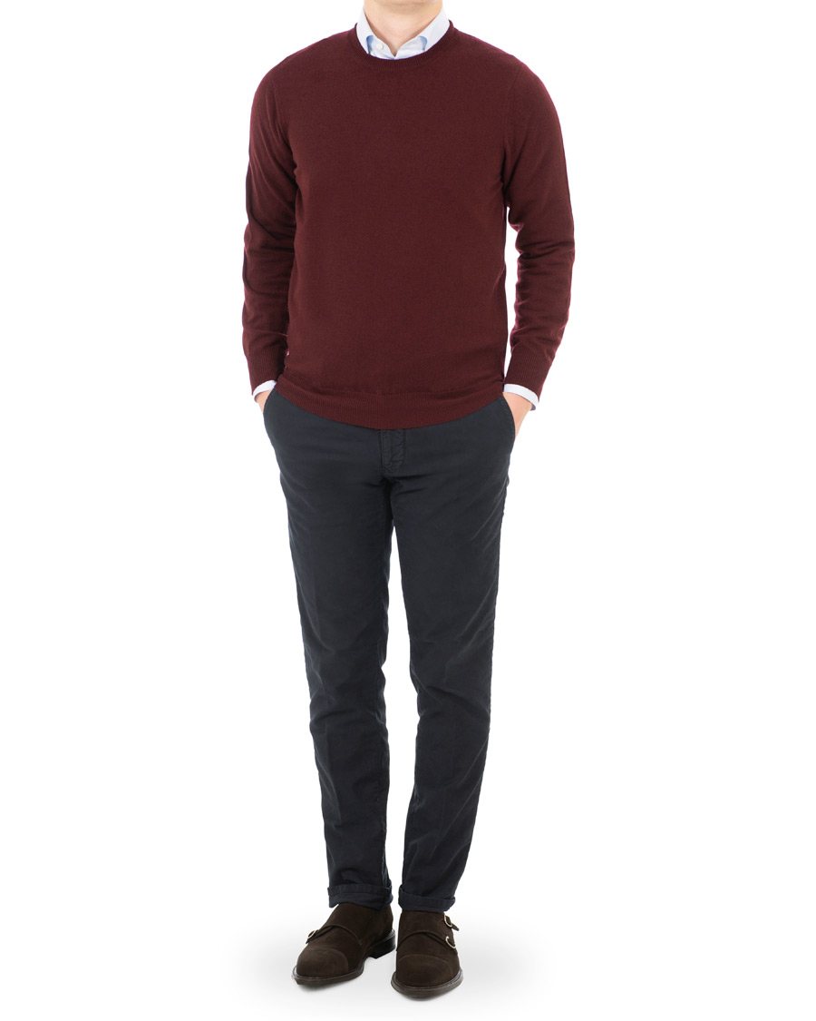 Herre | Gensere | Piacenza Cashmere | Cashmere Crew Neck Sweater Burgundy
