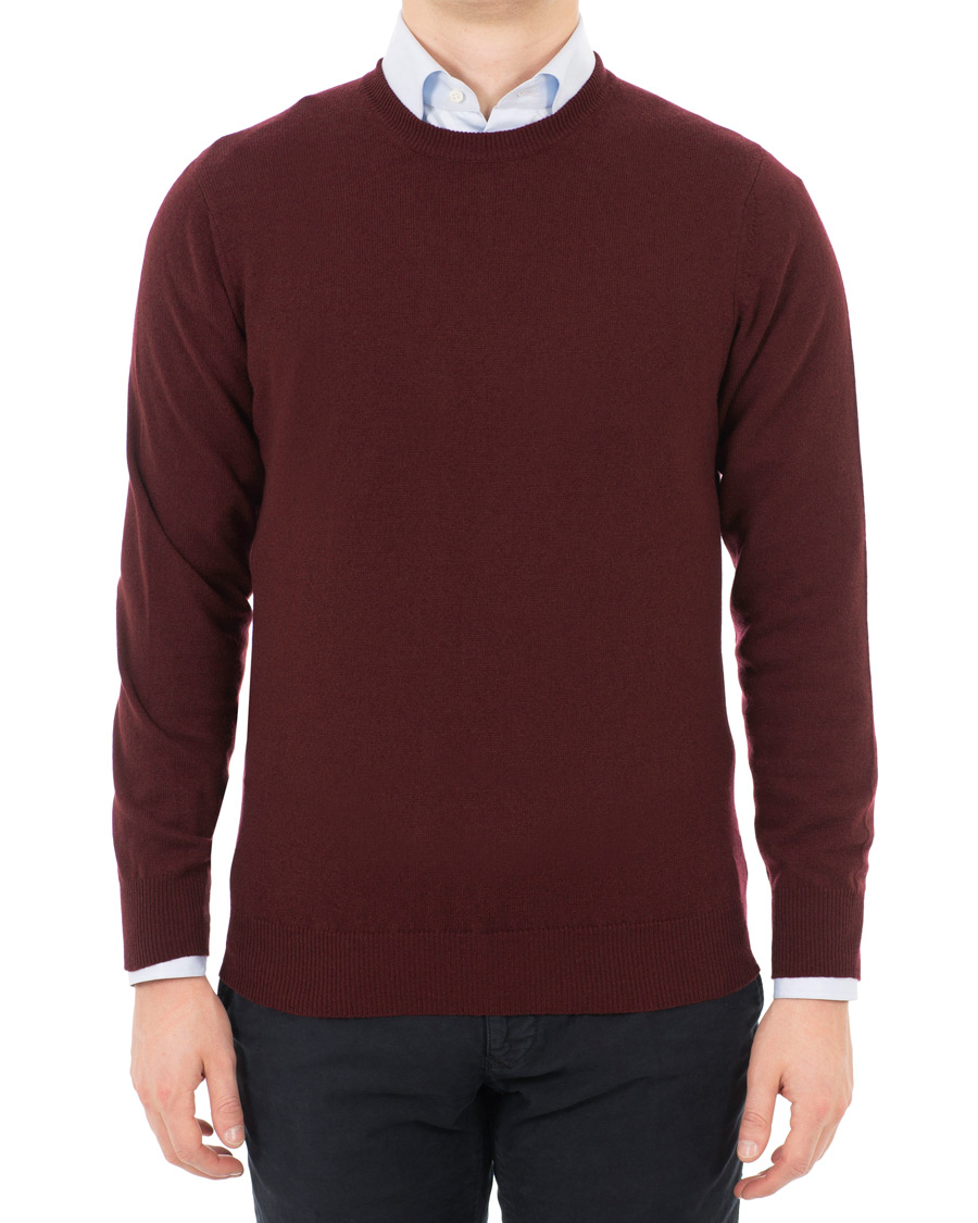 Herre | Gensere | Piacenza Cashmere | Cashmere Crew Neck Sweater Burgundy