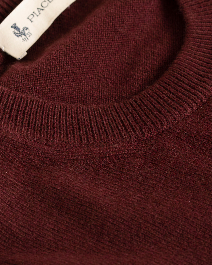 Herre | Gensere | Piacenza Cashmere | Cashmere Crew Neck Sweater Burgundy