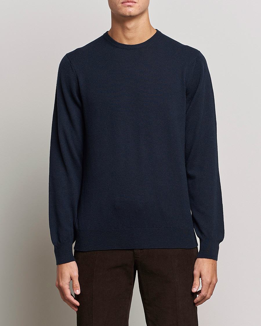 Herre | Italian Department | Piacenza Cashmere | Cashmere Crew Neck Sweater Navy