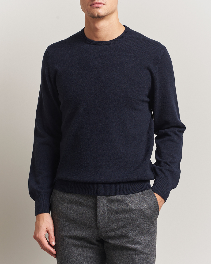 Herre | Gensere | Piacenza Cashmere | Cashmere Crew Neck Sweater Navy