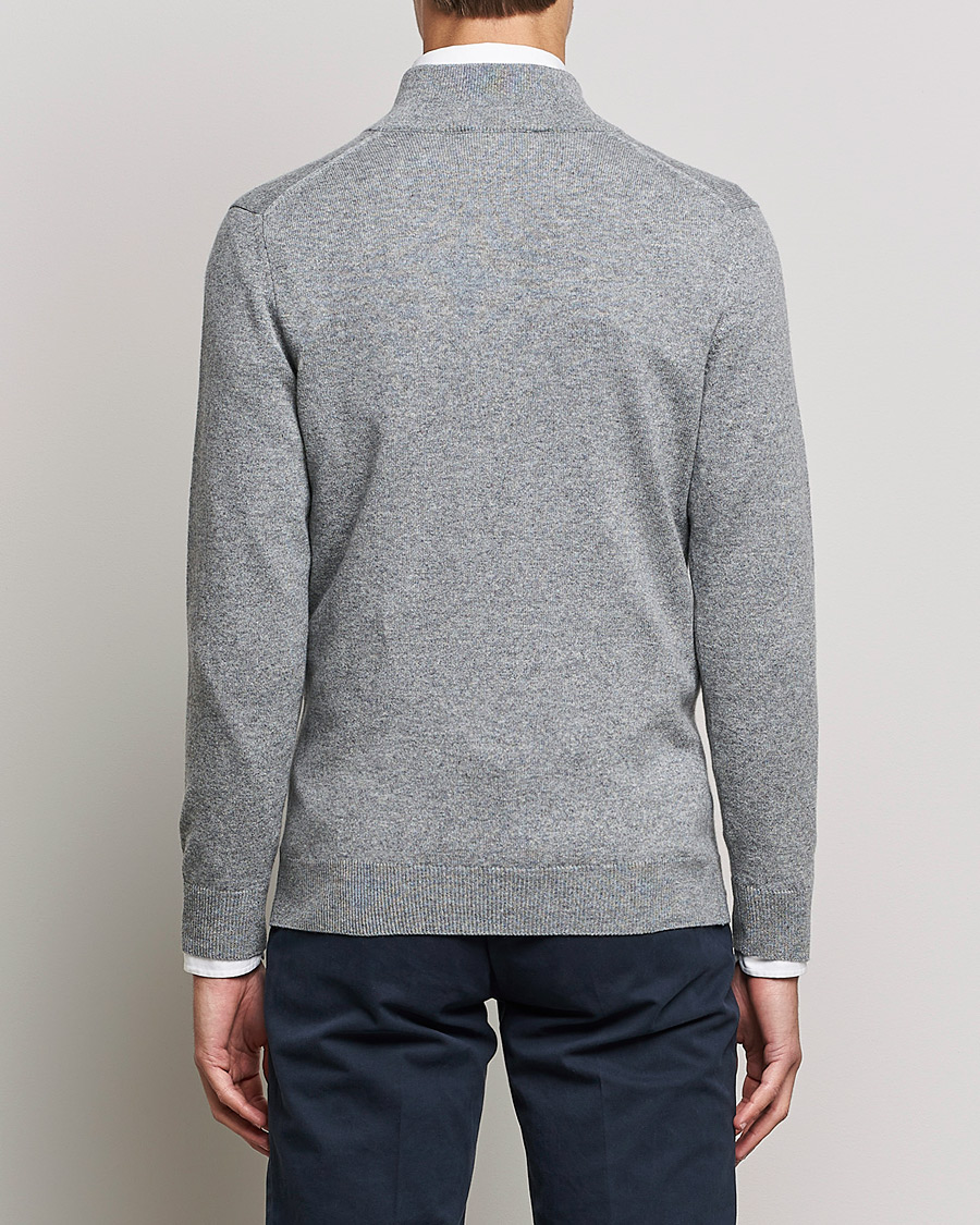 Herre | Gensere | Piacenza Cashmere | Cashmere Half Zip Sweater Light Grey