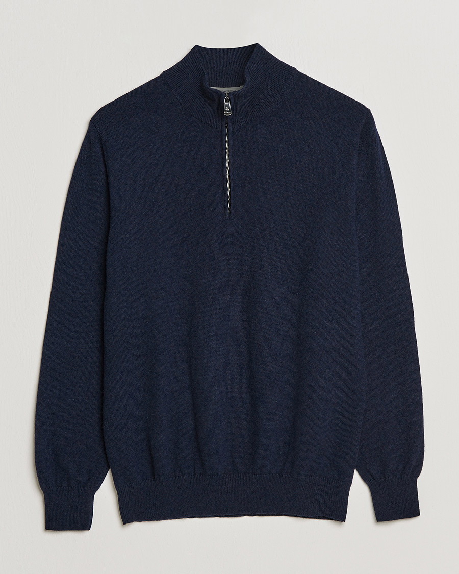 Herre | Gensere | Piacenza Cashmere | Cashmere Half Zip Sweater Navy