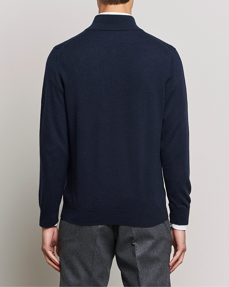 Herre | Gensere | Piacenza Cashmere | Cashmere Half Zip Sweater Navy