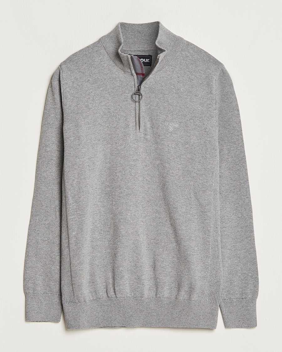Herre | Gensere | Barbour Lifestyle | Cotton Half Zip Grey Marl