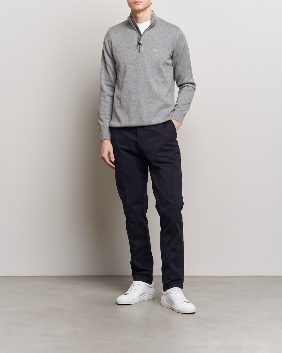 Herre | Gensere | Barbour Lifestyle | Cotton Half Zip Grey Marl
