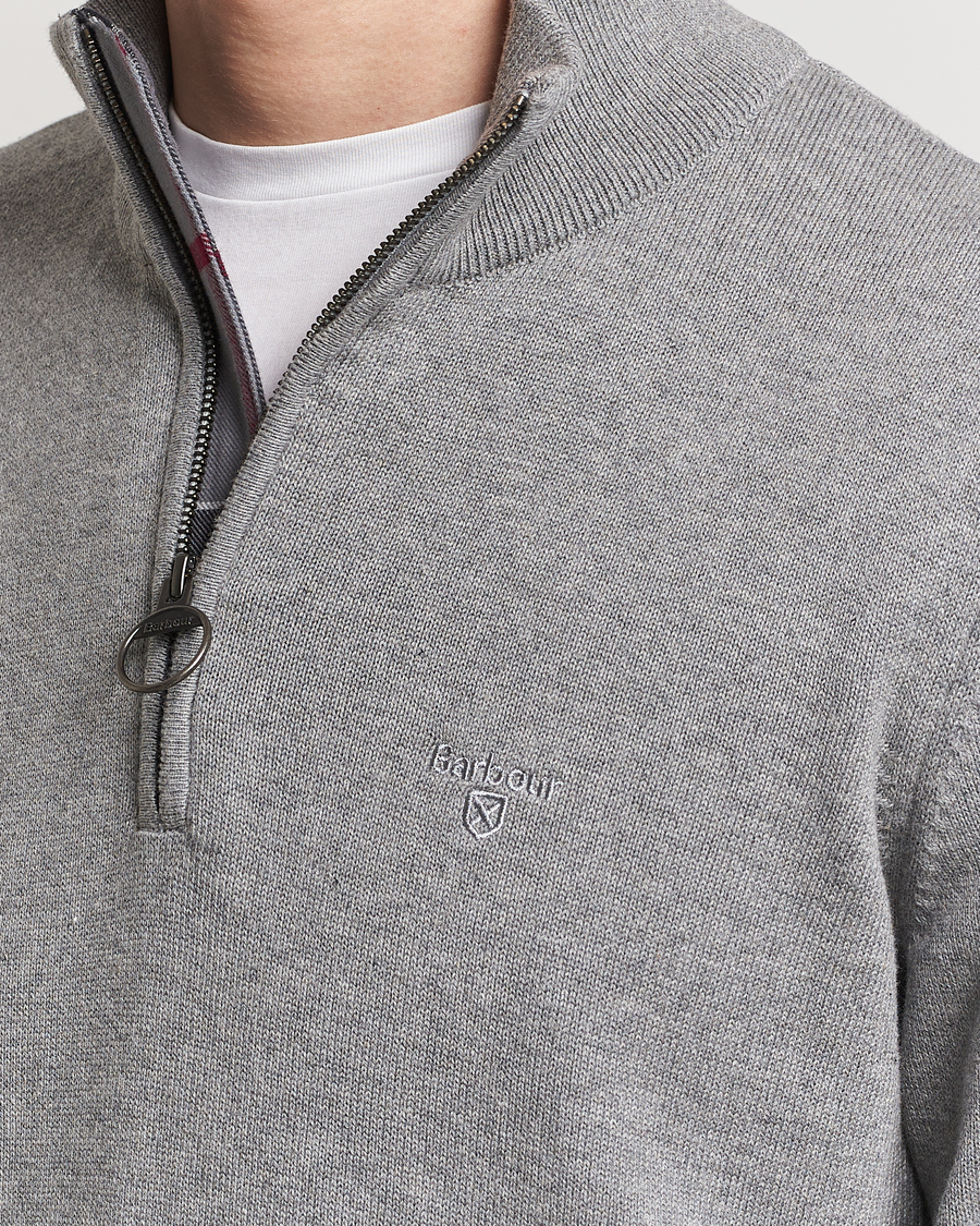 Herre | Gensere | Barbour Lifestyle | Cotton Half Zip Grey Marl