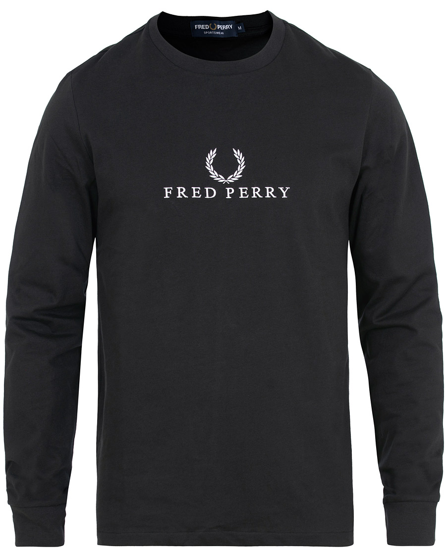 Herre | T-Shirts | Fred Perry | Logo Long Sleeve Tee Black