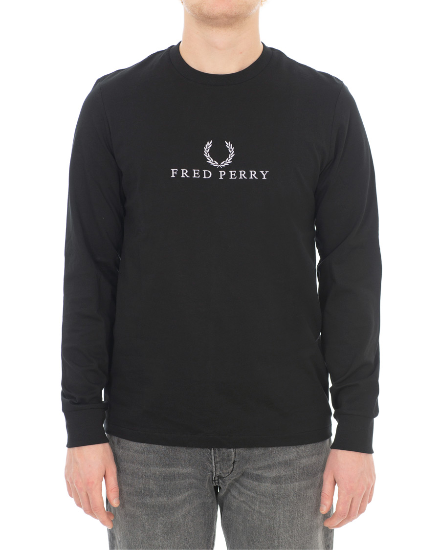 Herre | T-Shirts | Fred Perry | Logo Long Sleeve Tee Black