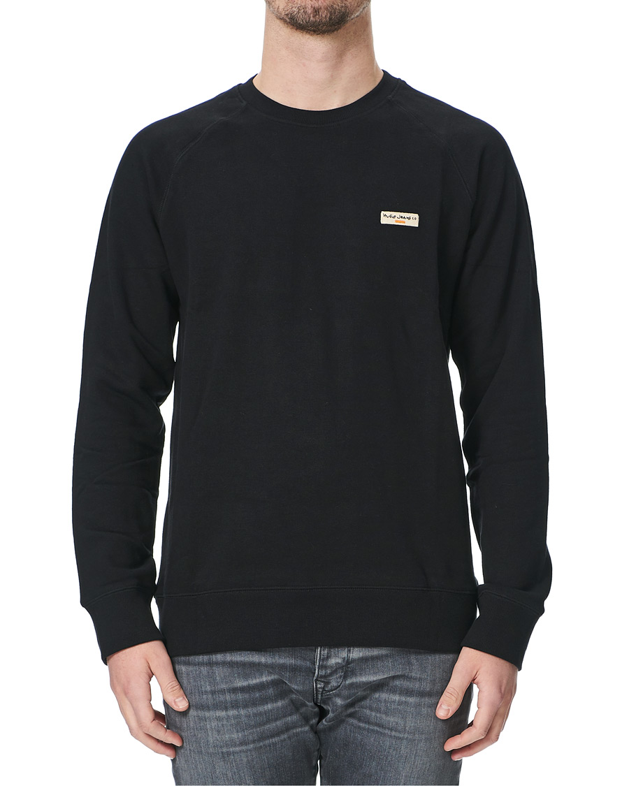 Herre | Gensere | Nudie Jeans | Samuel Logo Crew Neck Sweatshirt Black