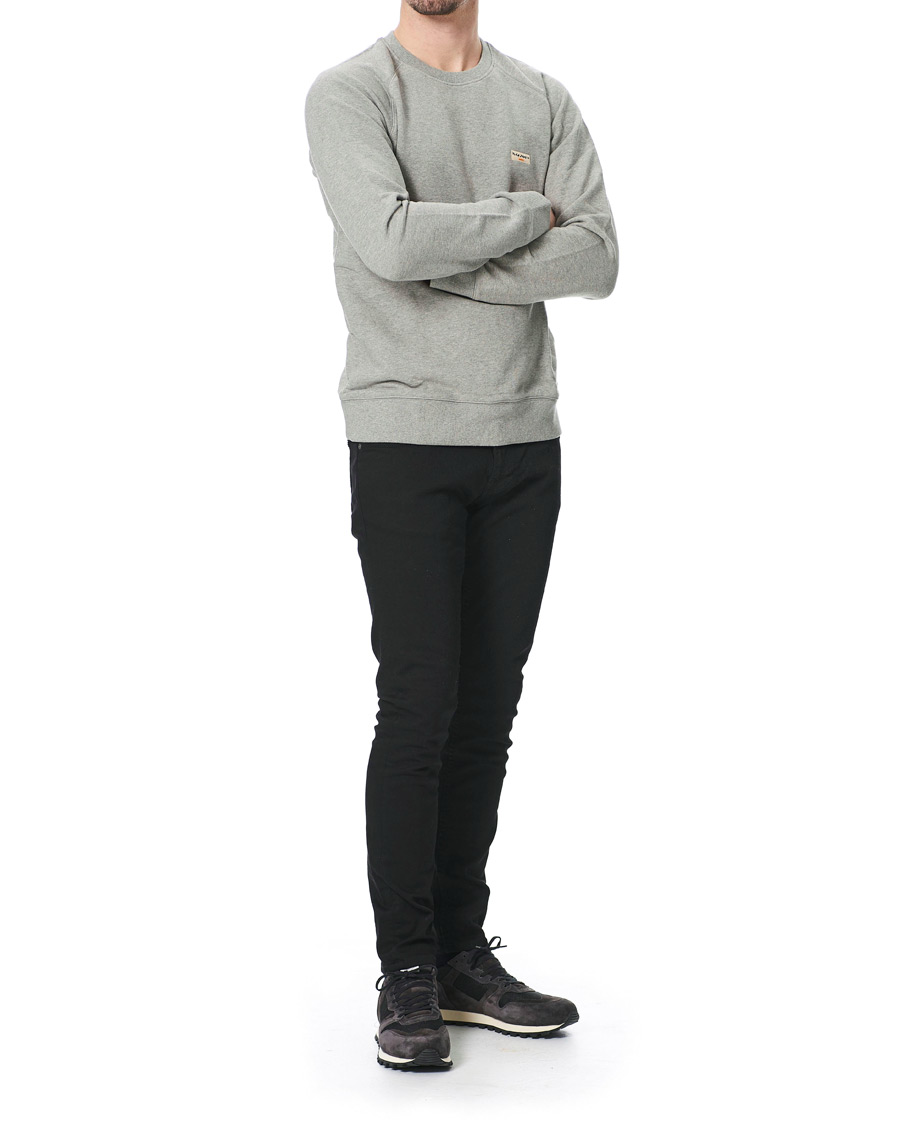 Herre | Gensere | Nudie Jeans | Samuel Logo Crew Neck Sweatshirt Grey Melange