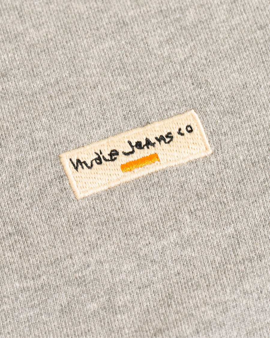 Herre | Gensere | Nudie Jeans | Samuel Logo Crew Neck Sweatshirt Grey Melange