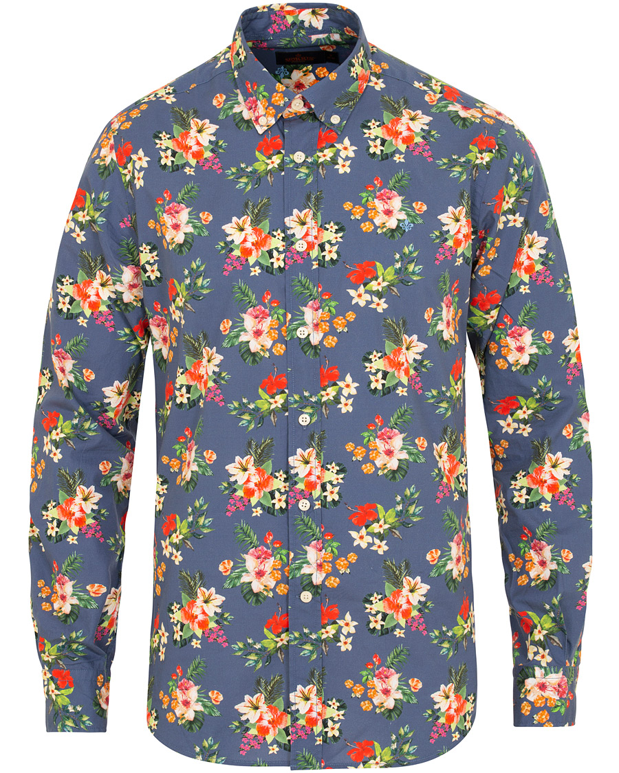 Herre | Skjorter | Morris | Dan Button Down Flower Shirt Blue