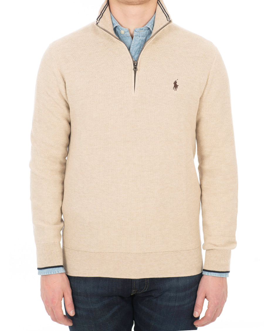 Herre | Gensere | Polo Ralph Lauren | Texture Half Zip Oatmeal Heather