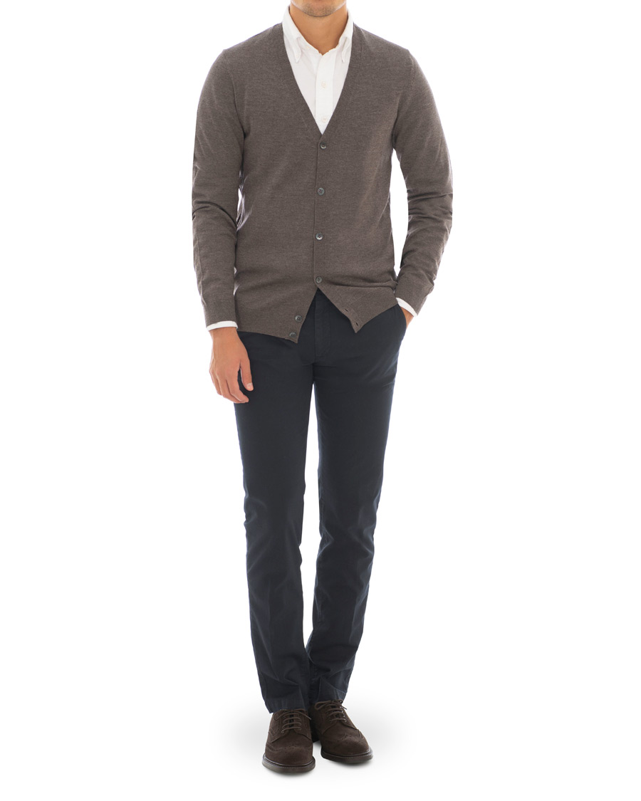 Herre | Gensere | BOSS BLACK | Boss Mardon Merino Wool Cardigan Brown Melange