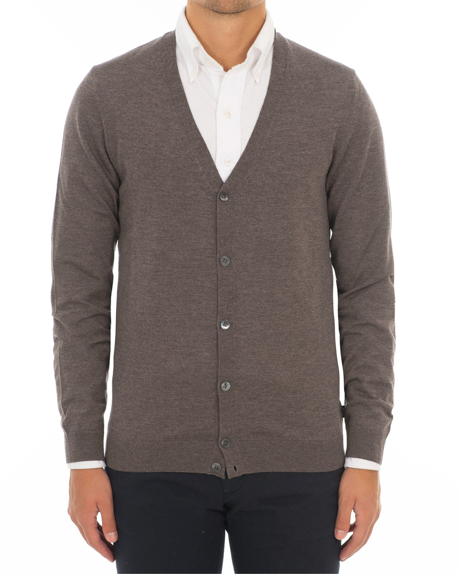 Herre | Gensere | BOSS BLACK | Boss Mardon Merino Wool Cardigan Brown Melange