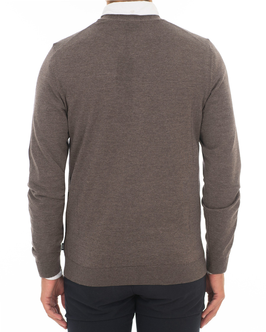 Herre | Gensere | BOSS BLACK | Boss Mardon Merino Wool Cardigan Brown Melange