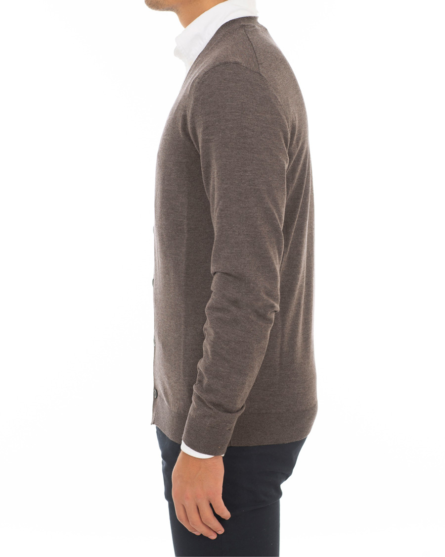 Herre | Gensere | BOSS BLACK | Boss Mardon Merino Wool Cardigan Brown Melange