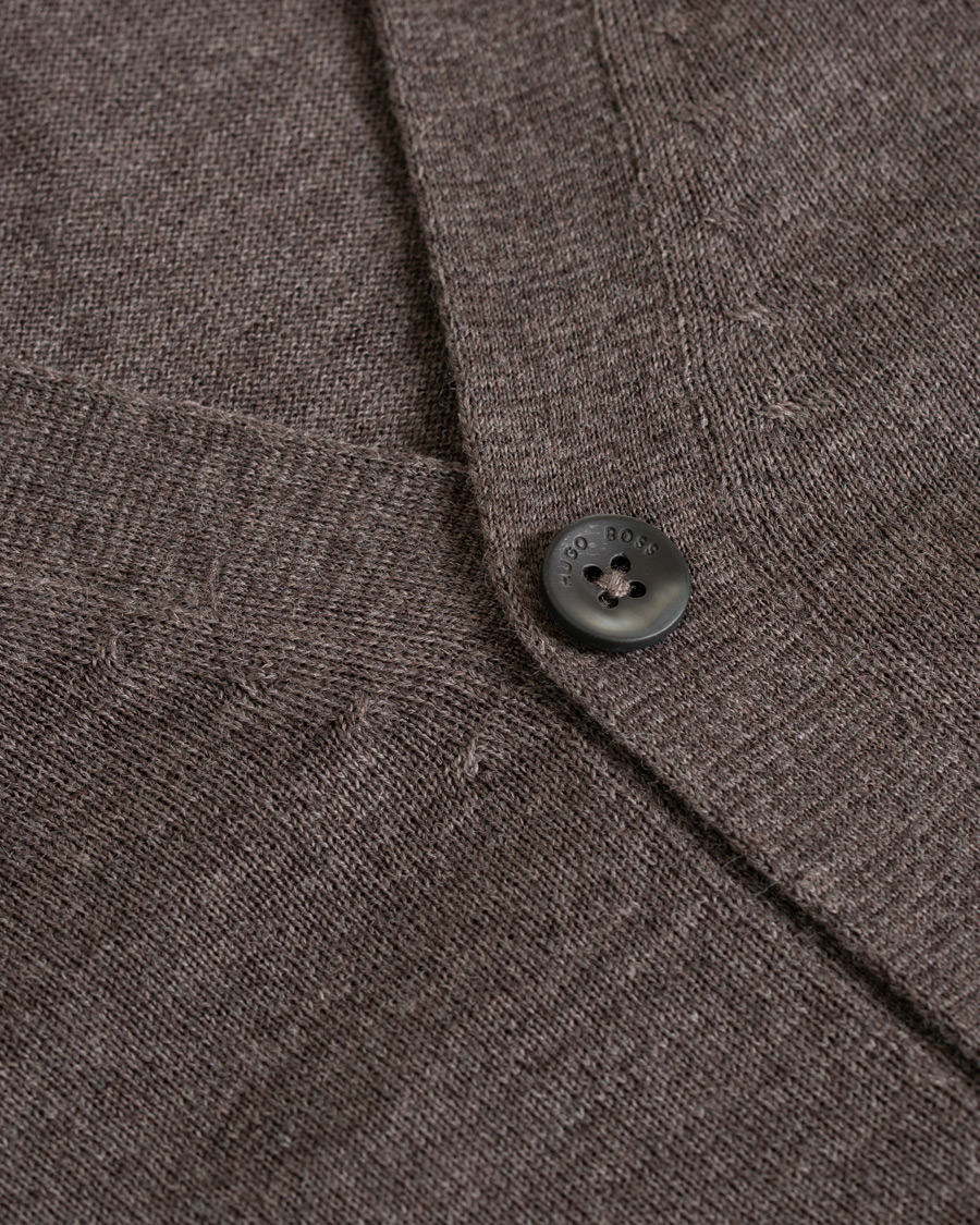 Herre | Gensere | BOSS BLACK | Boss Mardon Merino Wool Cardigan Brown Melange