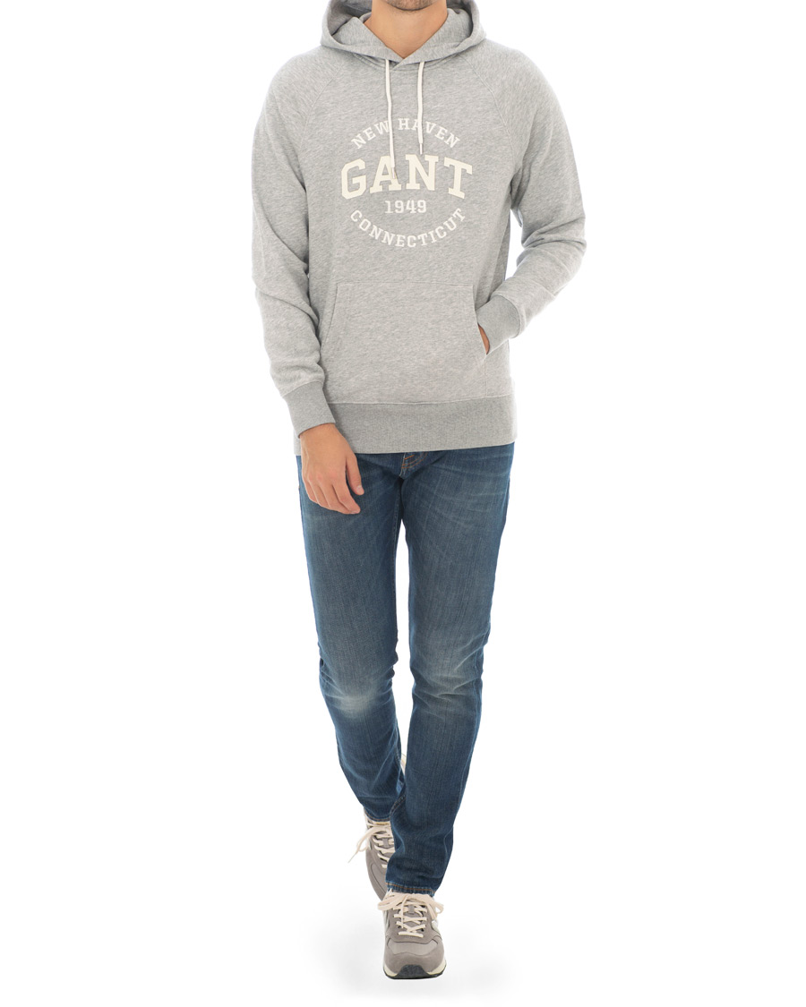Herre | Gensere | GANT | Logo Hoodie Grey Melange