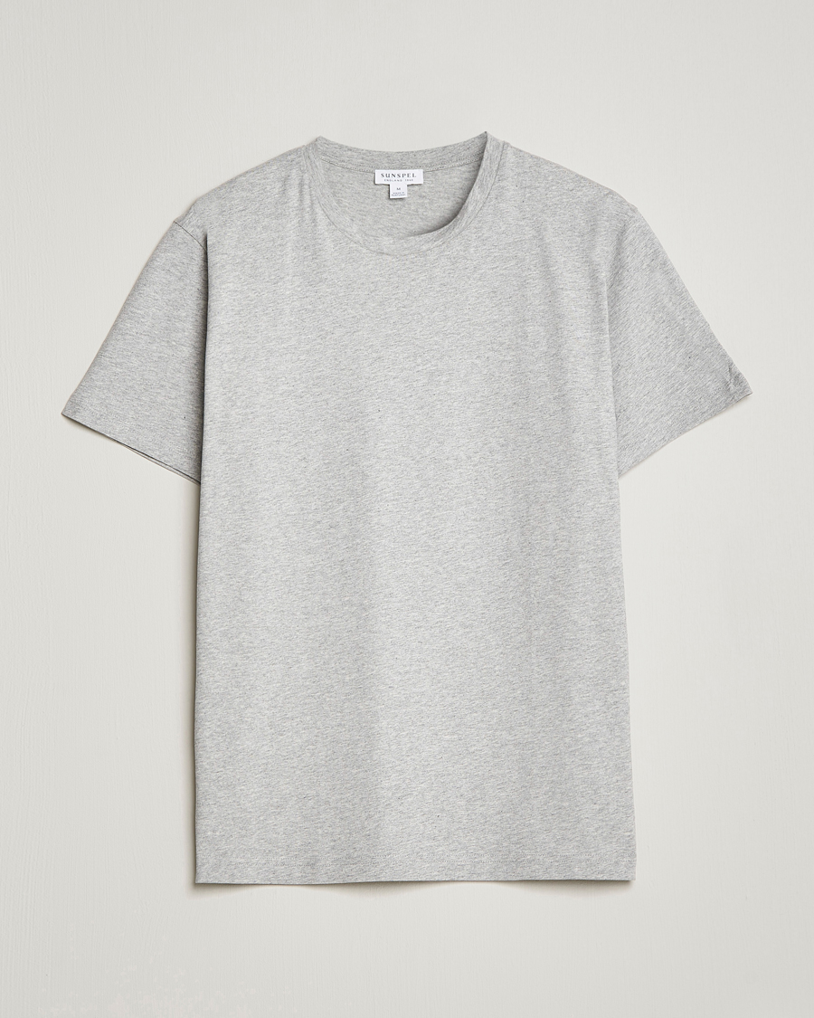 Herre | T-Shirts | Sunspel | Riviera Organic Tee Grey Melange