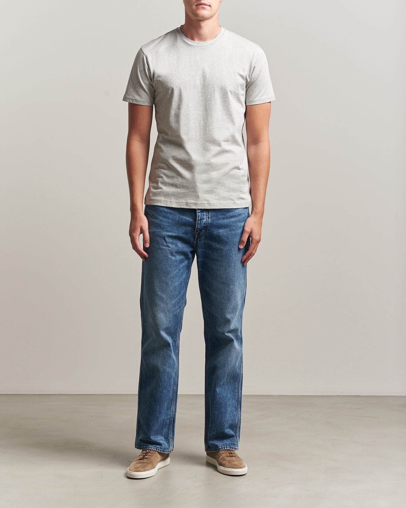 Herre | T-Shirts | Sunspel | Riviera Midweight T-Shirt Grey Melange