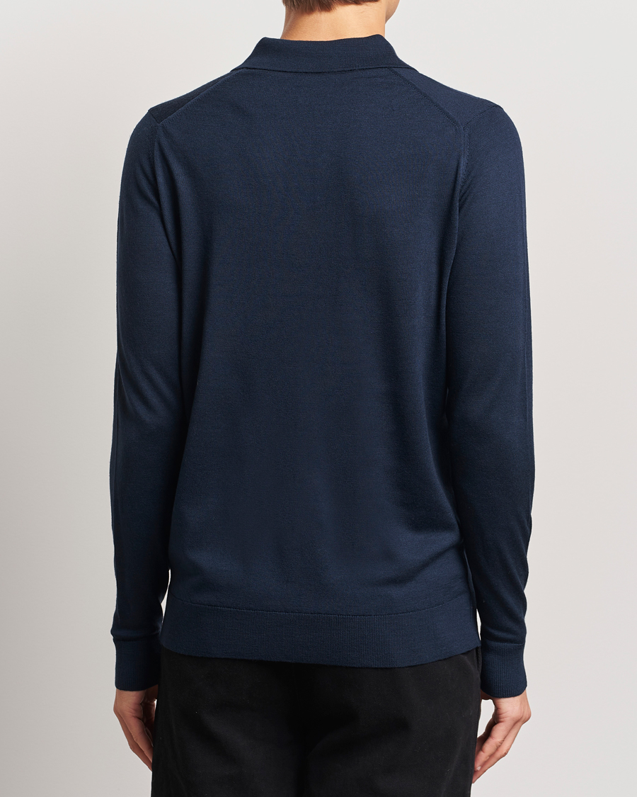 Herre | Gensere | Sunspel | Long Sleeve Polo Navy