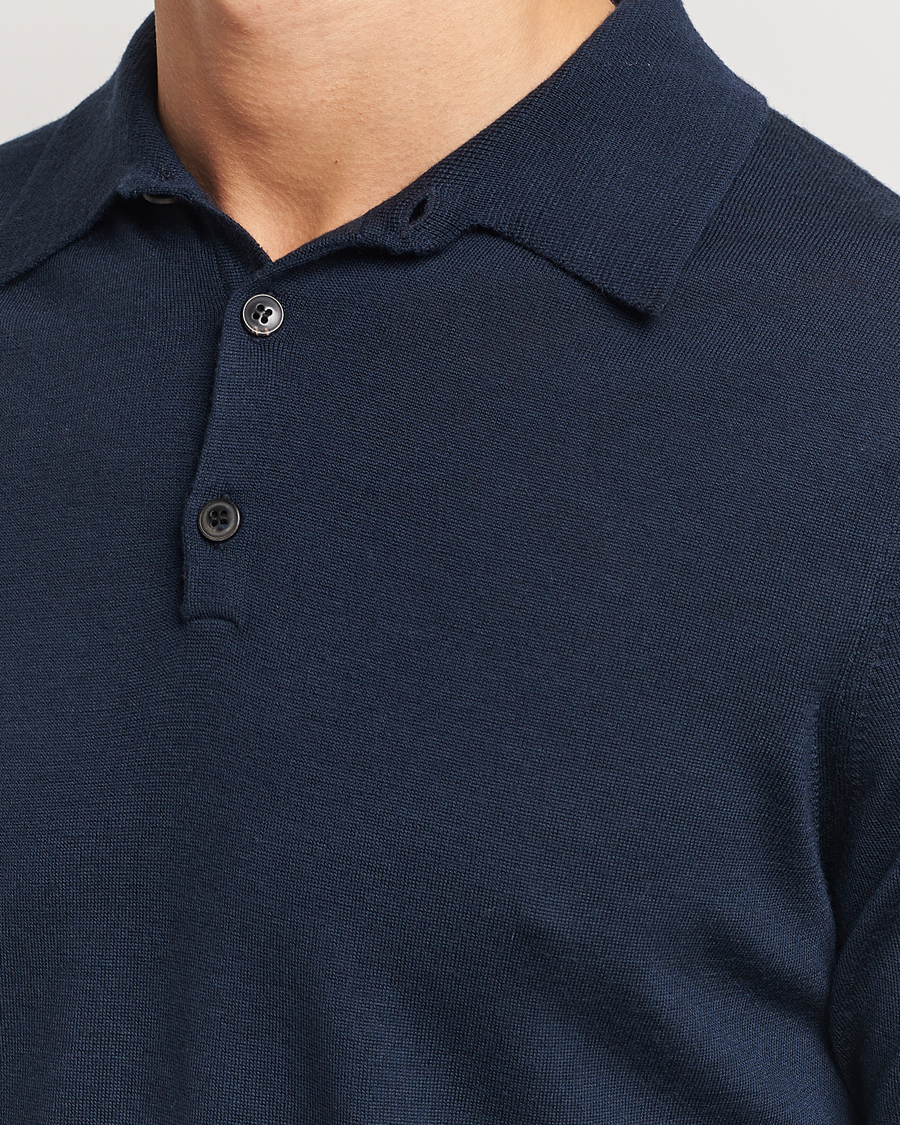 Herre | Gensere | Sunspel | Long Sleeve Polo Navy