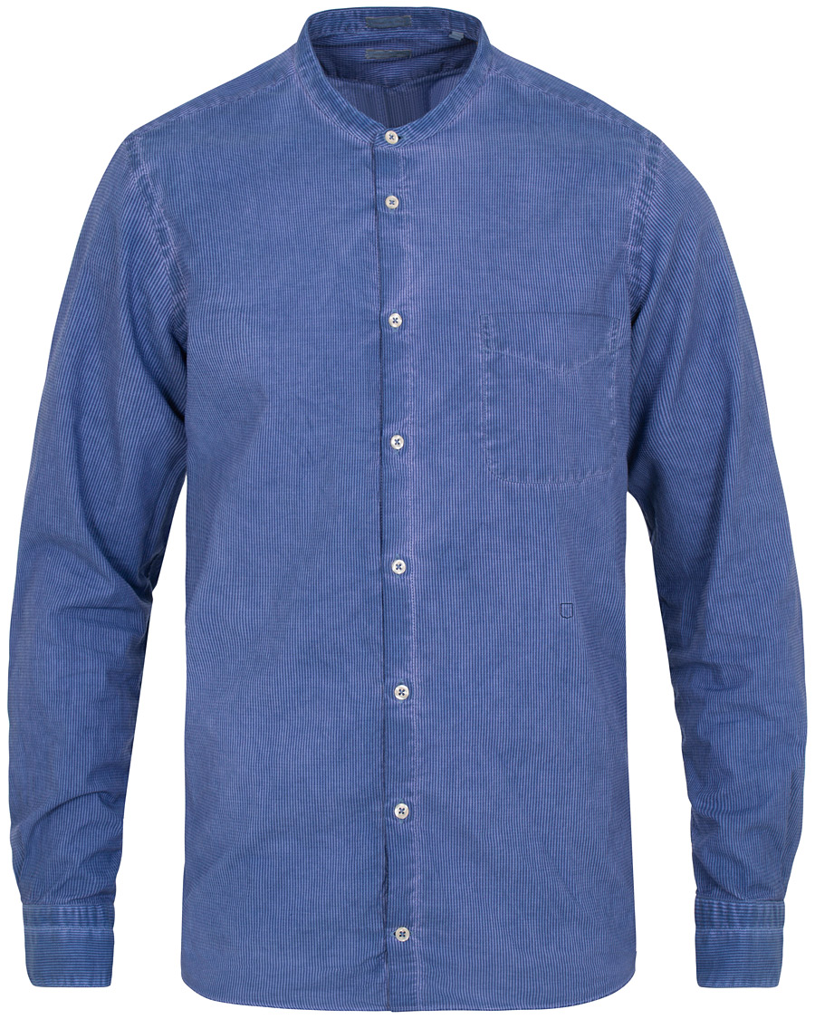 Herre | Skjorter | Massimo Alba | Noto Jacquard Mandarin Collar Shirt Indigo Blue