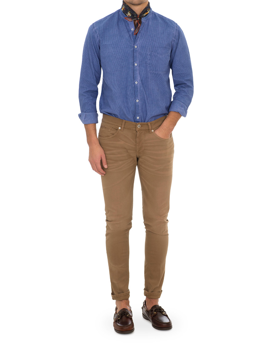 Herre | Skjorter | Massimo Alba | Noto Jacquard Mandarin Collar Shirt Indigo Blue