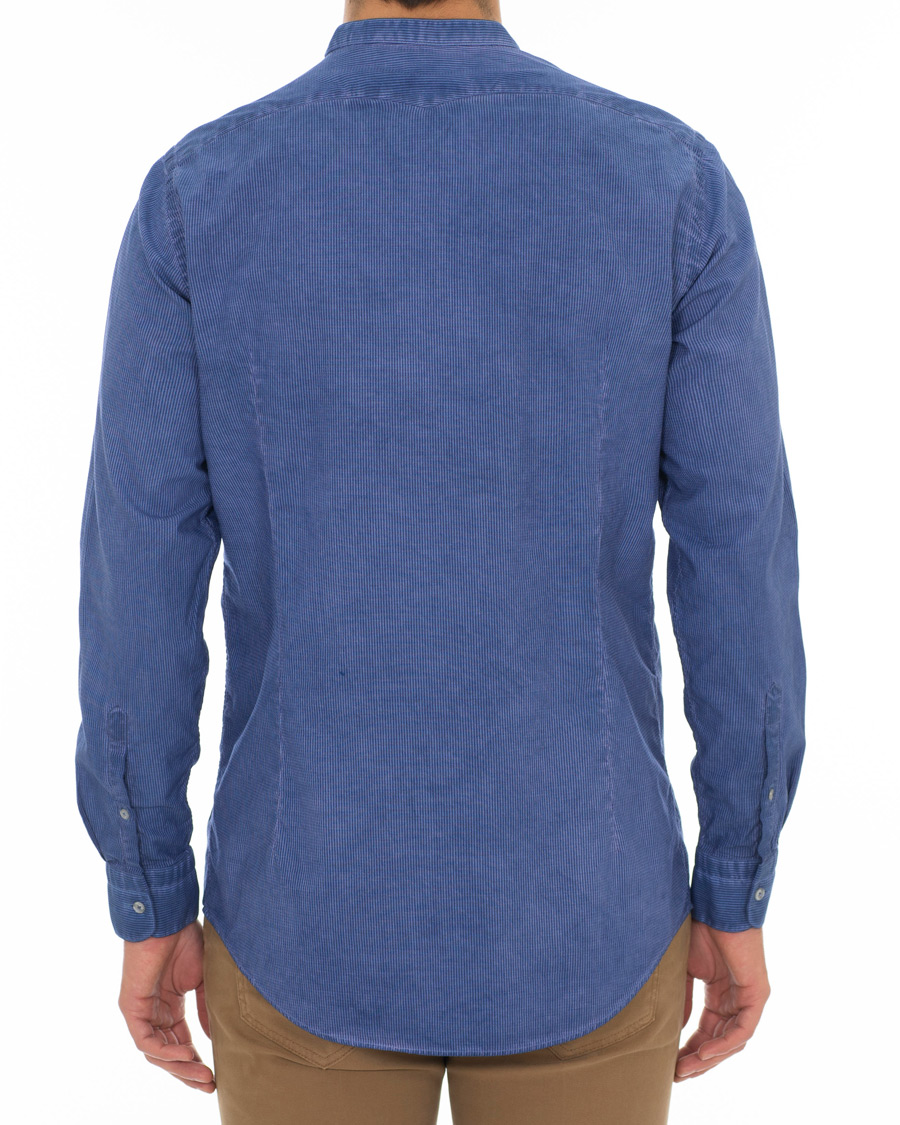 Herre | Skjorter | Massimo Alba | Noto Jacquard Mandarin Collar Shirt Indigo Blue