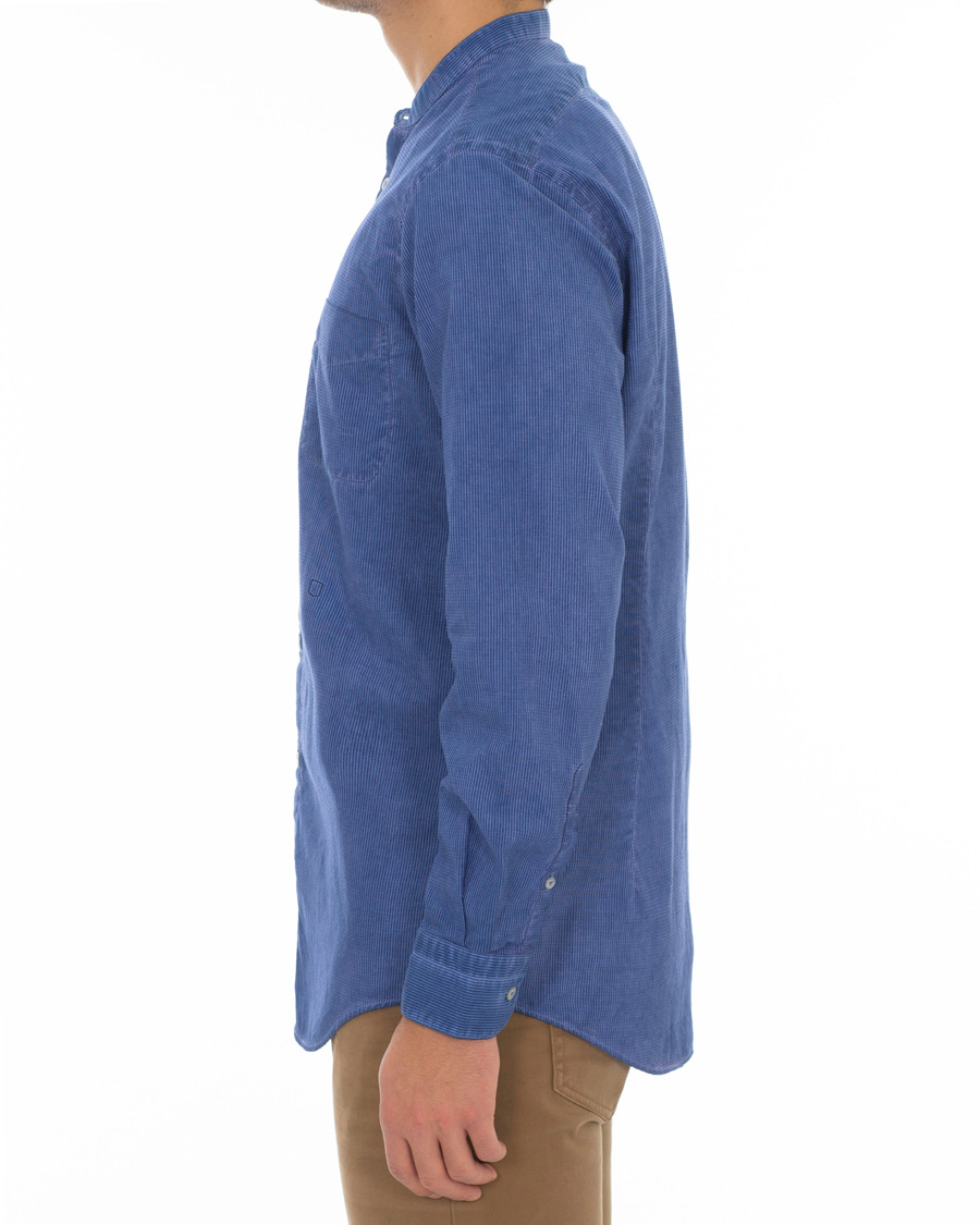 Herre | Skjorter | Massimo Alba | Noto Jacquard Mandarin Collar Shirt Indigo Blue