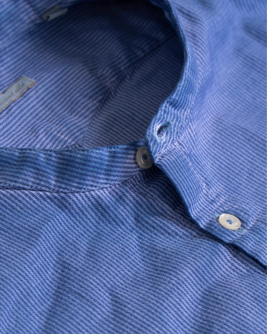 Herre | Skjorter | Massimo Alba | Noto Jacquard Mandarin Collar Shirt Indigo Blue
