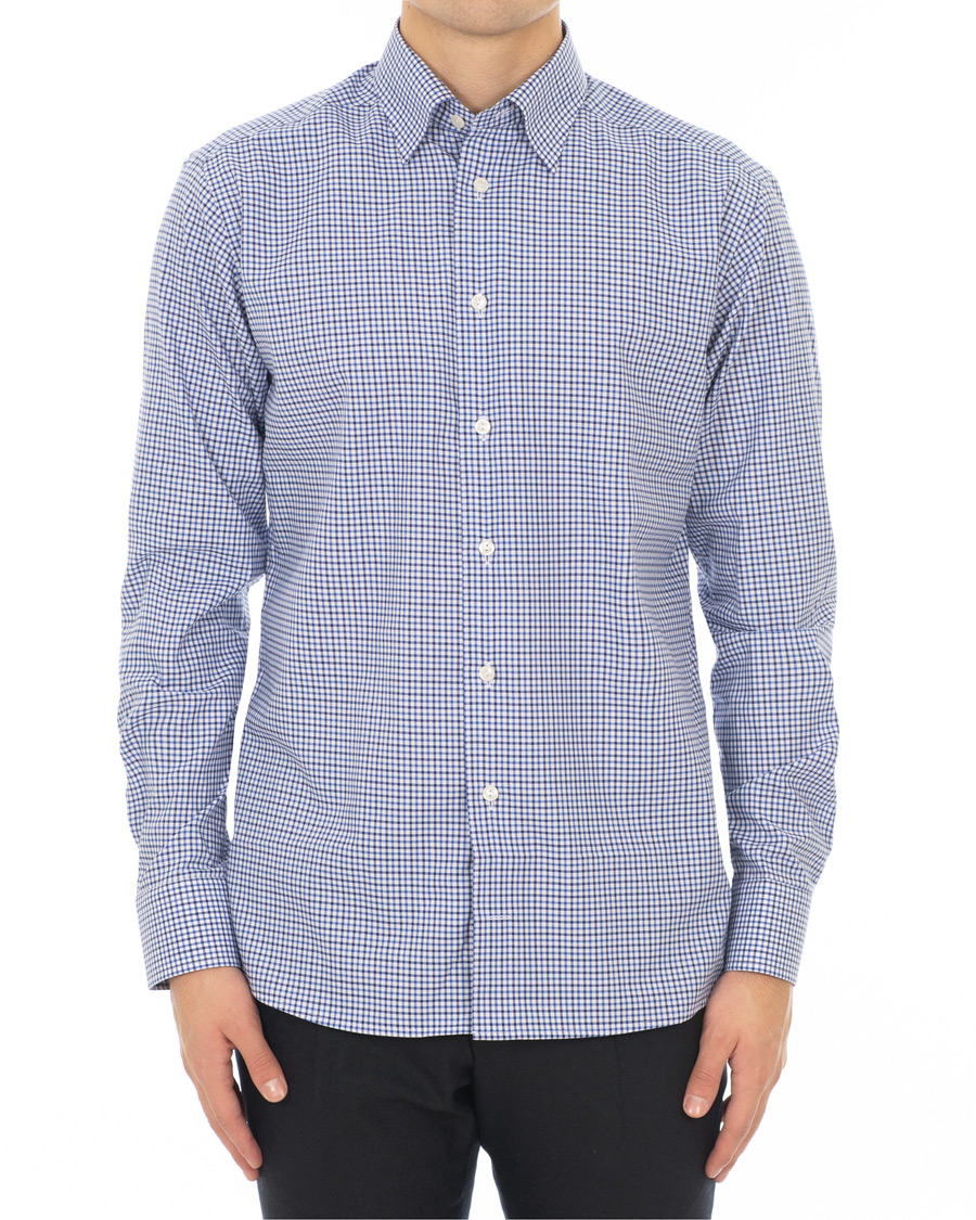 Herre | Skjorter | Eton | Slim Fit Micro Check Cut Away Shirt White/Blue