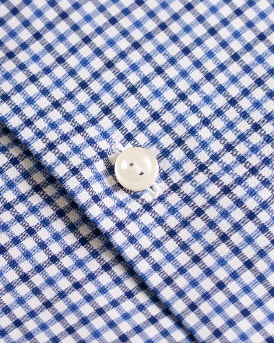 Herre | Skjorter | Eton | Slim Fit Micro Check Cut Away Shirt White/Blue
