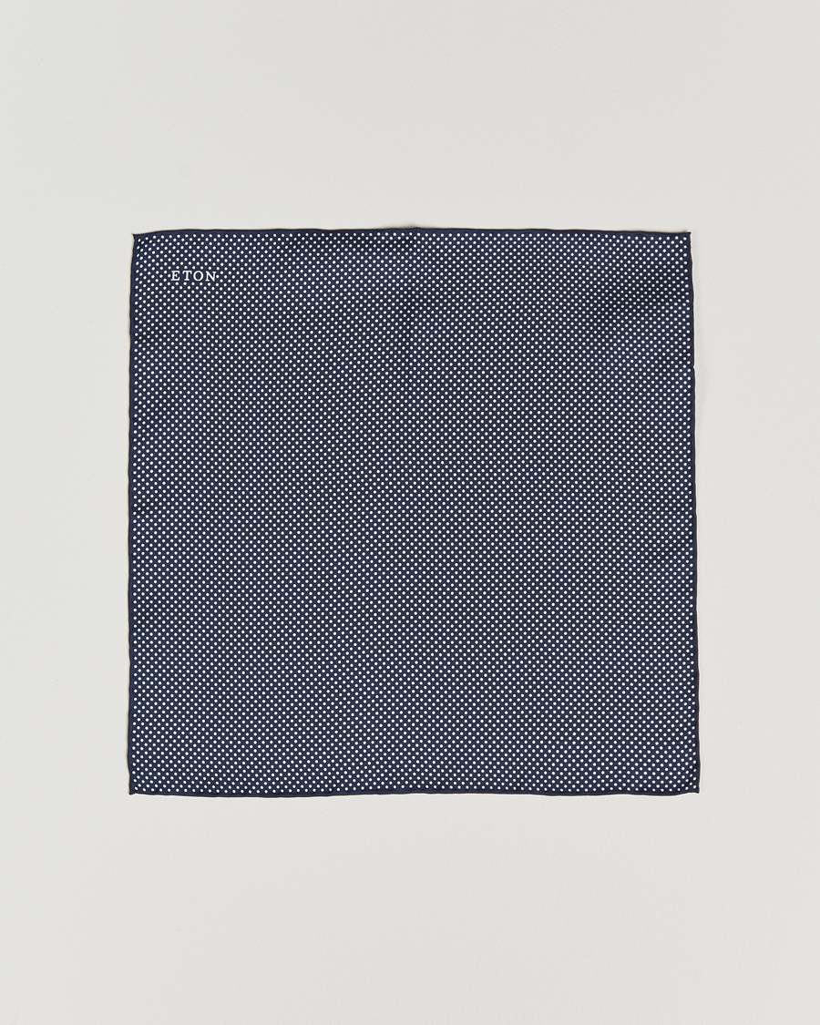 Herre | Lommetørklær | Eton | Silk Polka Dot Pocket Square Navy
