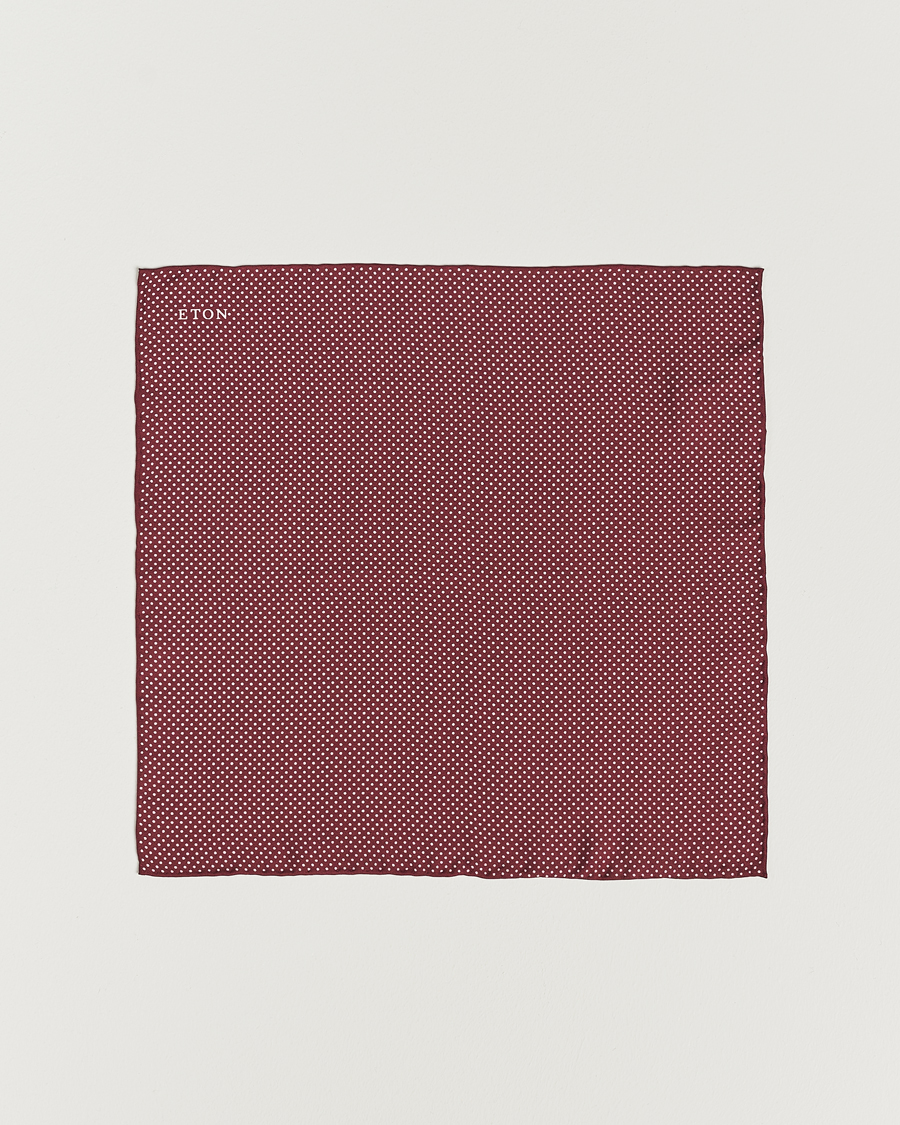 Herre | Lommetørklær | Eton | Silk Polka Dot Pocket Square Wine